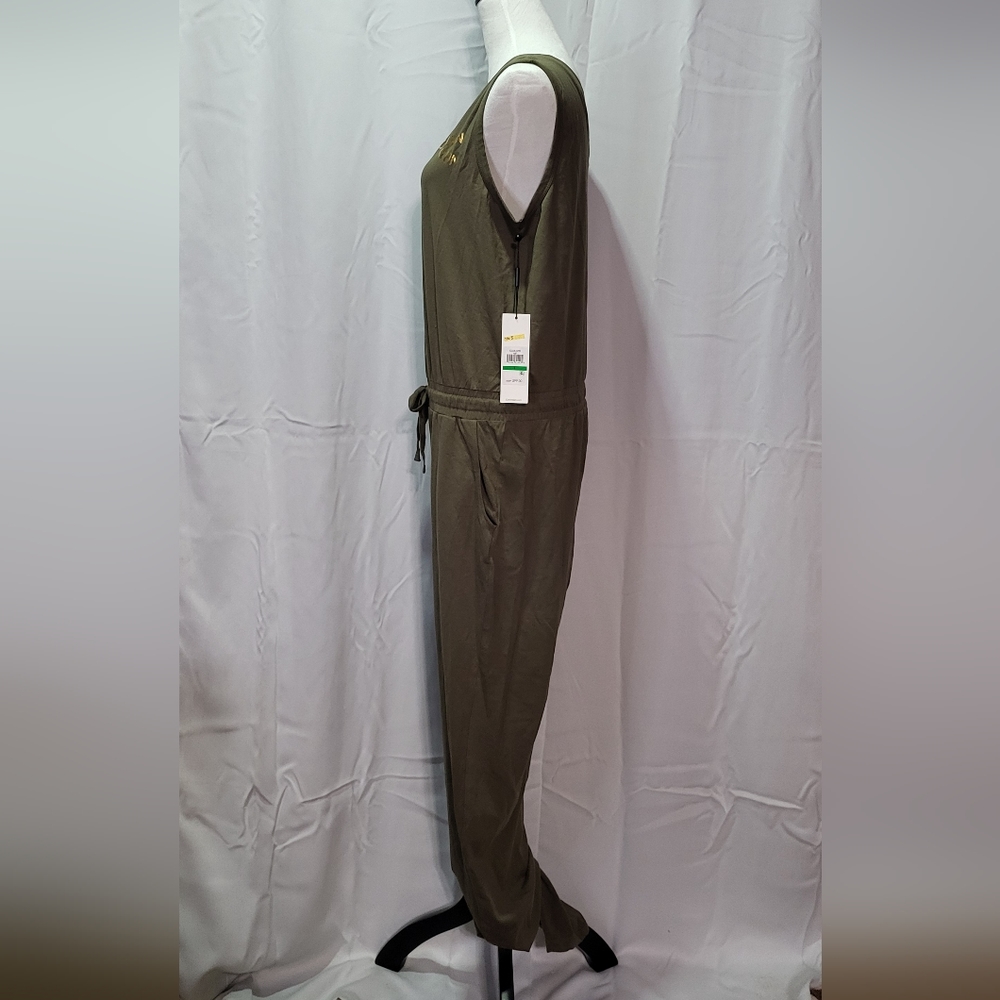 Calvin Klein Olive Green Sleeveless V-Neck Jumpsuit Size Large NWT - Picture 8 of 15